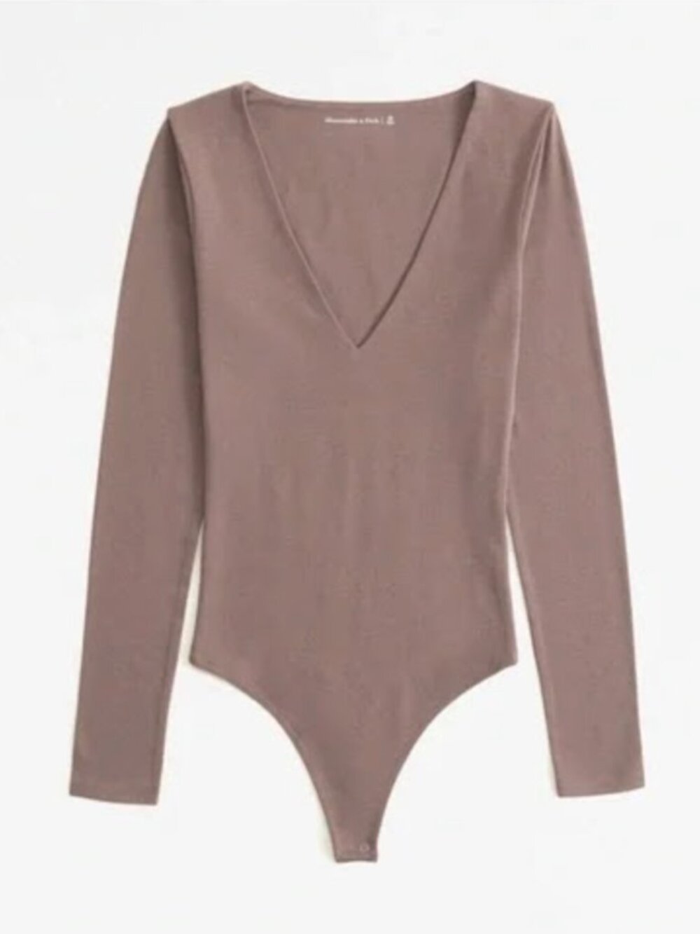 Abercrombie & Fitch Long-Sleeve V-Neck Bodysuit Size Medium Taupe Brown Cotton